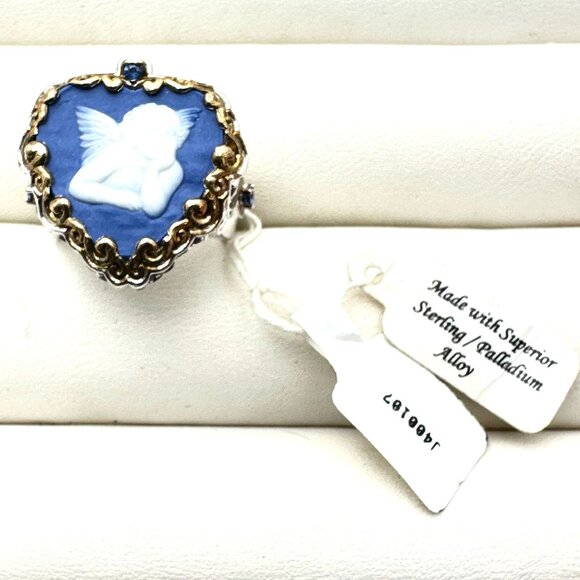 Michael Valitutti Angel Cherub Sterling Silver Gold Accent Ring Size 6 - Picture 2 of 5